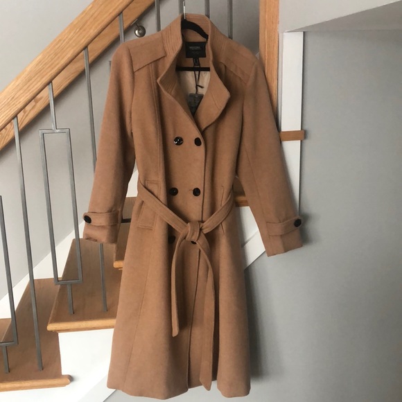 Escalier Jackets & Blazers - Escalier Wool Double Breasted Belted Fully Lined Camel Color Trench Coat XL NWT